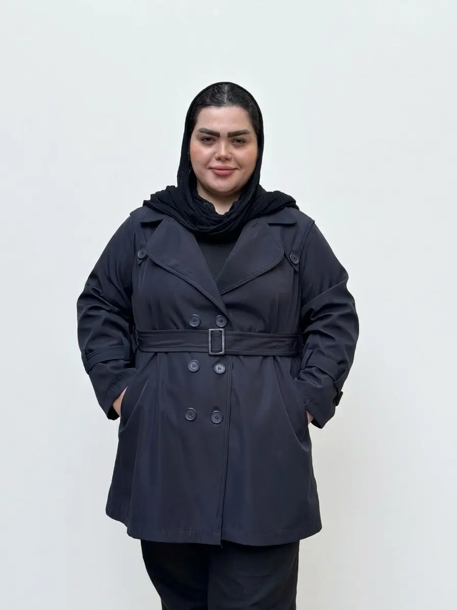 بارونی ۶ دکمه زنانه سایز بزرگ کمردار